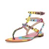 Women's Multi-color Real Leather Flat Heel Sandals #LDB03030779