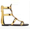 Women's Gold Patent Leather Flat Heel Sandals #LDB03030780