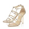 Women's Gold Real Leather Stiletto Heel Pumps #LDB03030791