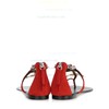 Women's Red Real Leather Flat Heel Flats #LDB03030796
