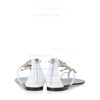 Women's White Real Leather Flat Heel Sandals #LDB03030797