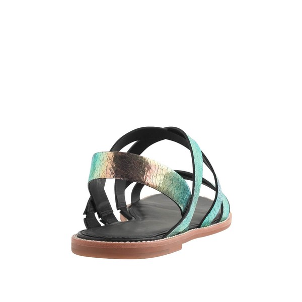 Women's Multi-color Real Leather Flat Heel Sandals #LDB03030802