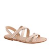 Women's Champagne Real Leather Flat Heel Sandals #LDB03030803