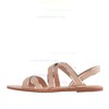 Women's Champagne Real Leather Flat Heel Sandals #LDB03030803