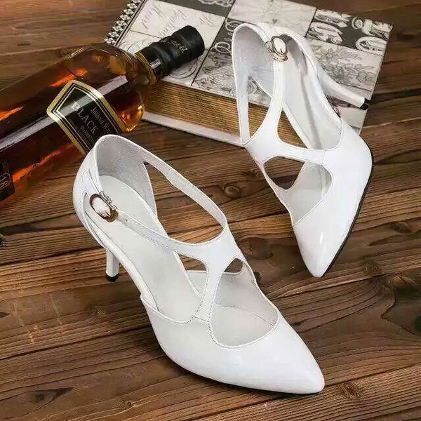 Women's White Patent Leather Stiletto Heel Pumps #LDB03030804