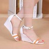Women's White Patent Leather Wedge Heel Sandals #LDB03030805