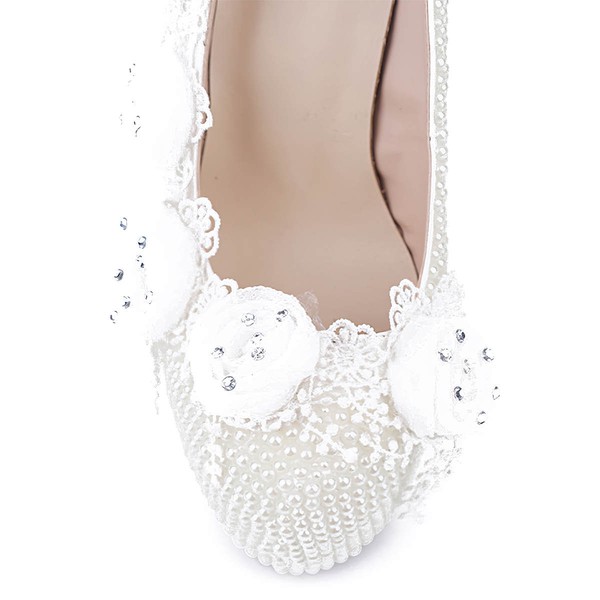 Women's White Patent Leather Stiletto Heel Pumps #LDB03030810