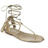 Women's Light Golden Real Leather Flat Heel Sandals #LDB03030818
