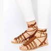 Women's Brown Real Leather Flat Heel Sandals #LDB03030820