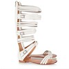 Women's White Real Leather Flat Heel Sandals #LDB03030822