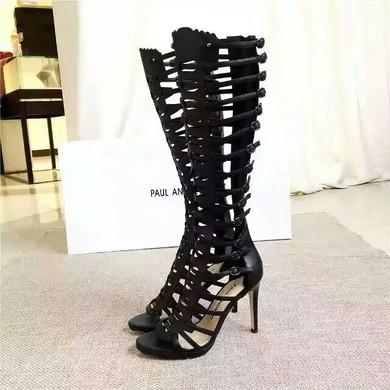 Women's Black Real Leather Flat Heel Sandals #LDB03030831