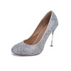 Women's Silver Real Leather Stiletto Heel Pumps #LDB03030841