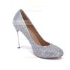 Women's Silver Real Leather Stiletto Heel Pumps #LDB03030841