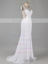 Pretty Scoop Neck Tulle Chiffon Beading Red Sheath/Column Prom Dresses #LDB02014824