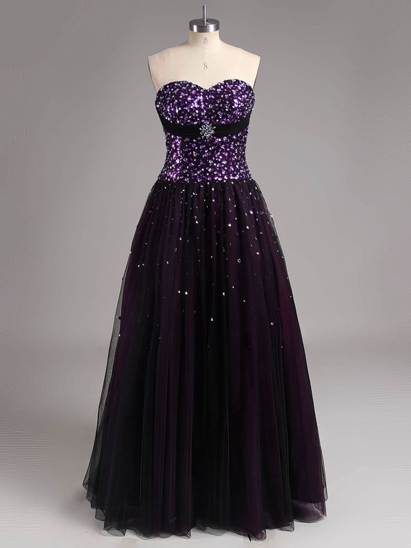 Top Sweetheart Crystal Detailing Grape Tulle Princess Prom Dress #LDB02015136