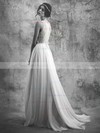 Ivory Chiffon Tulle Scoop Neck Sashes / Ribbons Sweep Train Newest Wedding Dresses #LDB00021395
