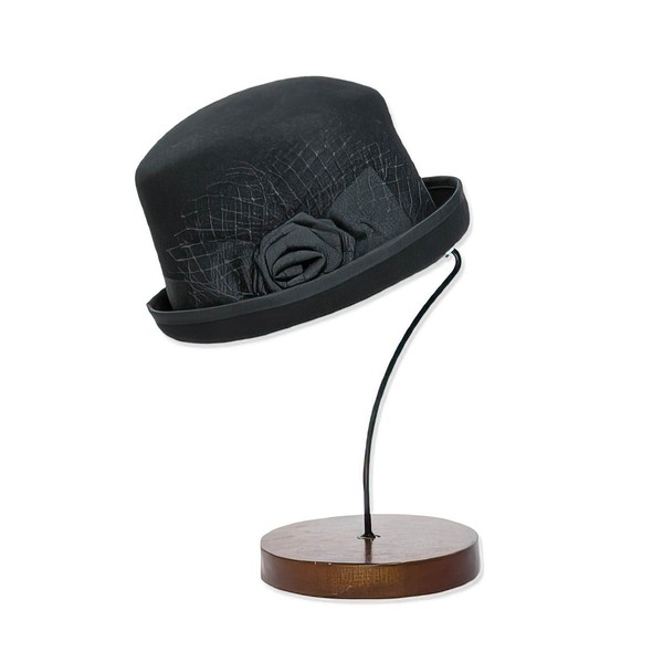 Black Wool Bowler/Cloche Hat #LDB03100007
