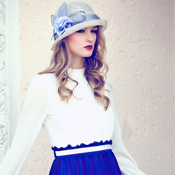 Ivory Cambric Bowler/Cloche Hat