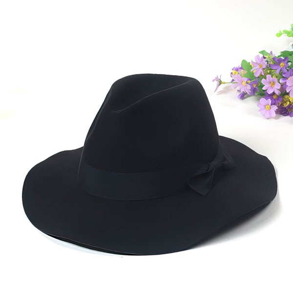 Black Wool Bowler/Cloche Hat #LDB03100028