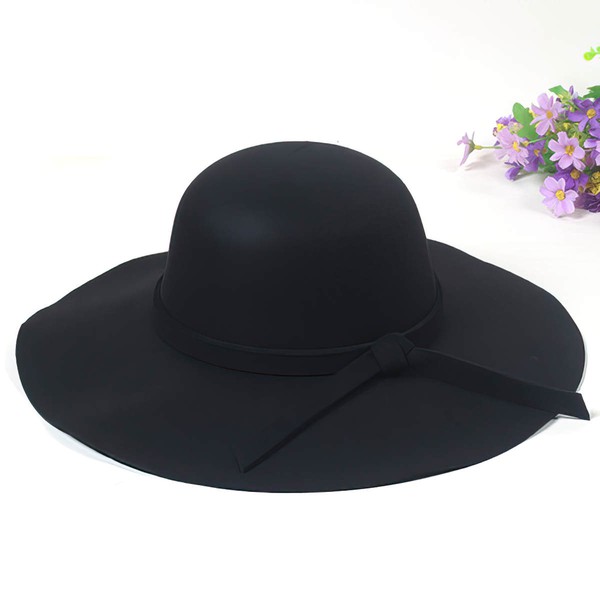 Black Wool Bowler/Cloche Hat