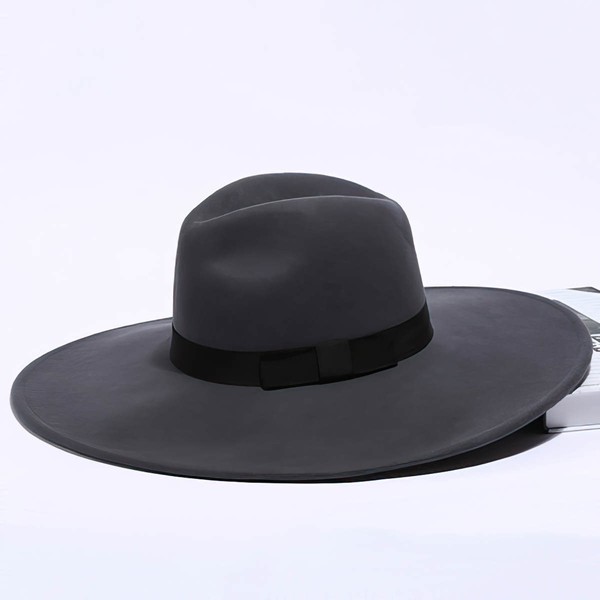 Black Wool Floppy Hat #LDB03100035