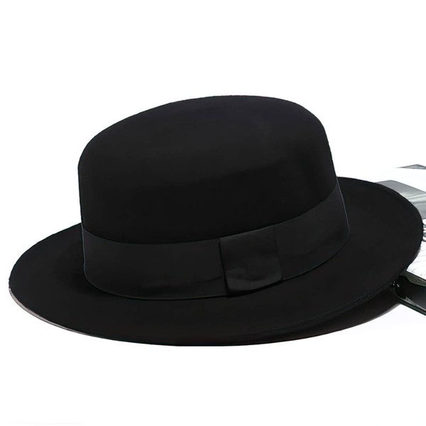 Black Wool Bowler/Cloche Hat