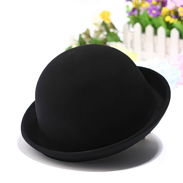 Black Wool Bowler/Cloche Hat #LDB03100045