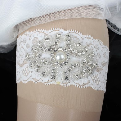 Lace Garters with Imitation Pearls/Crystal #LDB03090002