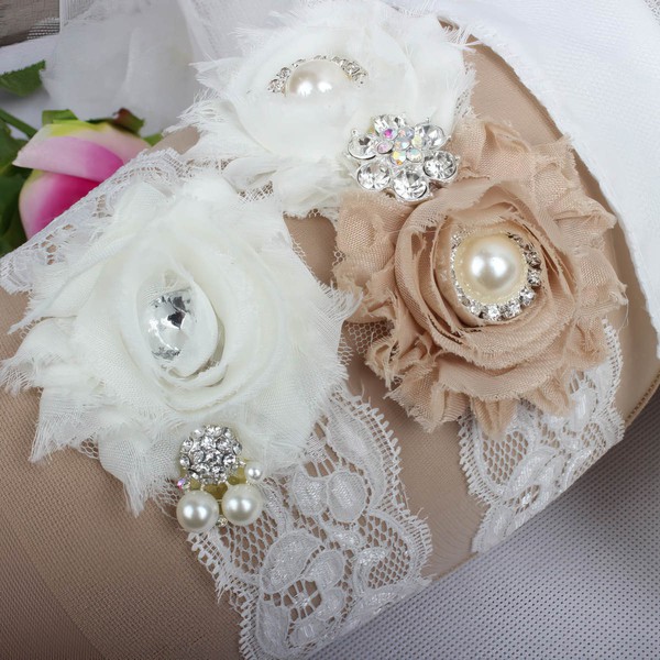 Lace Garters with Rhinestone/Imitation Pearls/Flower #LDB03090017