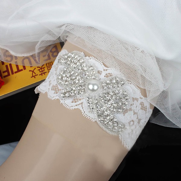 Lace Garters with Imitation Pearls/Crystal #LDB03090024