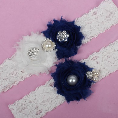 Lace Garters with Imitation Pearls/Flower/Crystal #LDB03090025