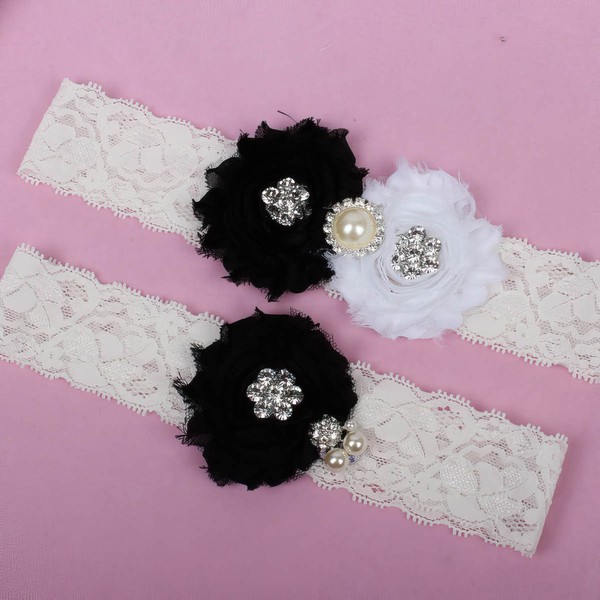 Lace Garters with Imitation Pearls/Flower/Crystal #LDB03090027