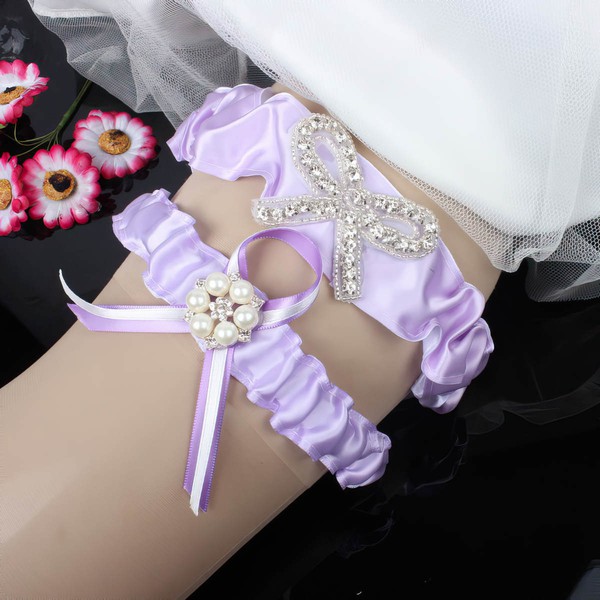 Satin Garters with Bowknot/Imitation Pearls/Crystal