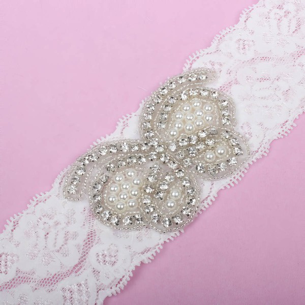 Lace Garters with Pearl/Crystal