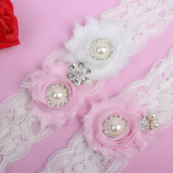 Lace Garters with Imitation Pearls/Flower/Crystal #LDB03090047