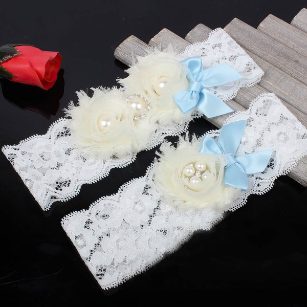 Lace Garters with Bowknot/Imitation Pearls/Flower/Crystal #LDB03090048