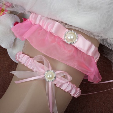 Ribbons Garter Skirt with Bowknot/Imitation Pearls/Crystal #LDB03090059
