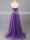 Sweep Train Lace-up Tulle with Beading Wholesale Sweetheart Grape Prom Dress #LDB02014889