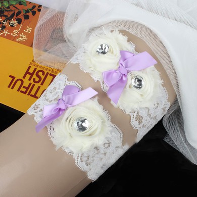 Lace Garters with Bowknot/Flower/Crystal #LDB03090085