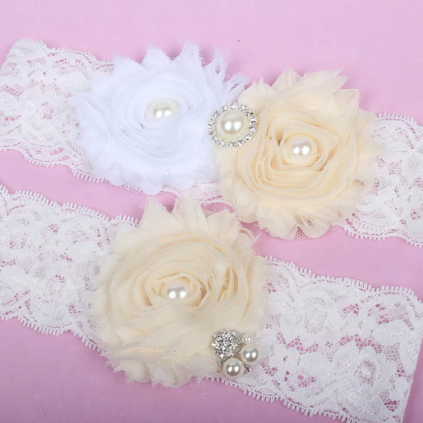 Lace Garters with Flower/Pearl/Crystal #LDB03090096