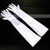 White Elastic Satin Opera Length Gloves #LDB03120025