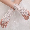 Ivory Lace Wrist Length Gloves with Beading #LDB03120028