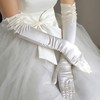 White Elastic Satin Opera Length Gloves #LDB03120030