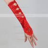 White Elastic Satin Elbow Length Gloves with Beading/Sequins #LDB03120031