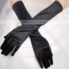 Ivory Elastic Satin Opera Length Gloves #LDB03120036
