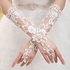 Ivory Lace Elbow Length Gloves with Beading #LDB03120037