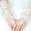 Ivory Lace Elbow Length Gloves with Beading #LDB03120037