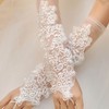 White Tulle Elbow Length Gloves with Beading/Appliques #LDB03120038