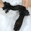 Black Organza Wrist Length Gloves with Lace/Bow #LDB03120040