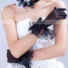 Black Organza Wrist Length Gloves with Lace/Bow #LDB03120040